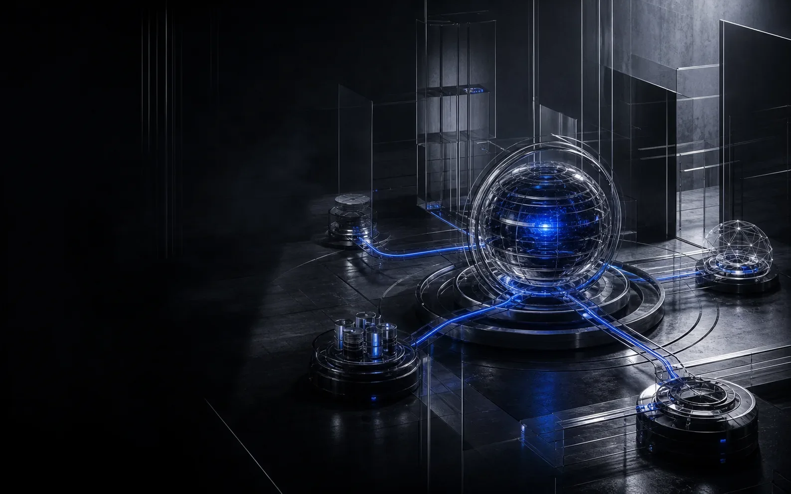 Abstract glass intelligence core linked to a network of systems