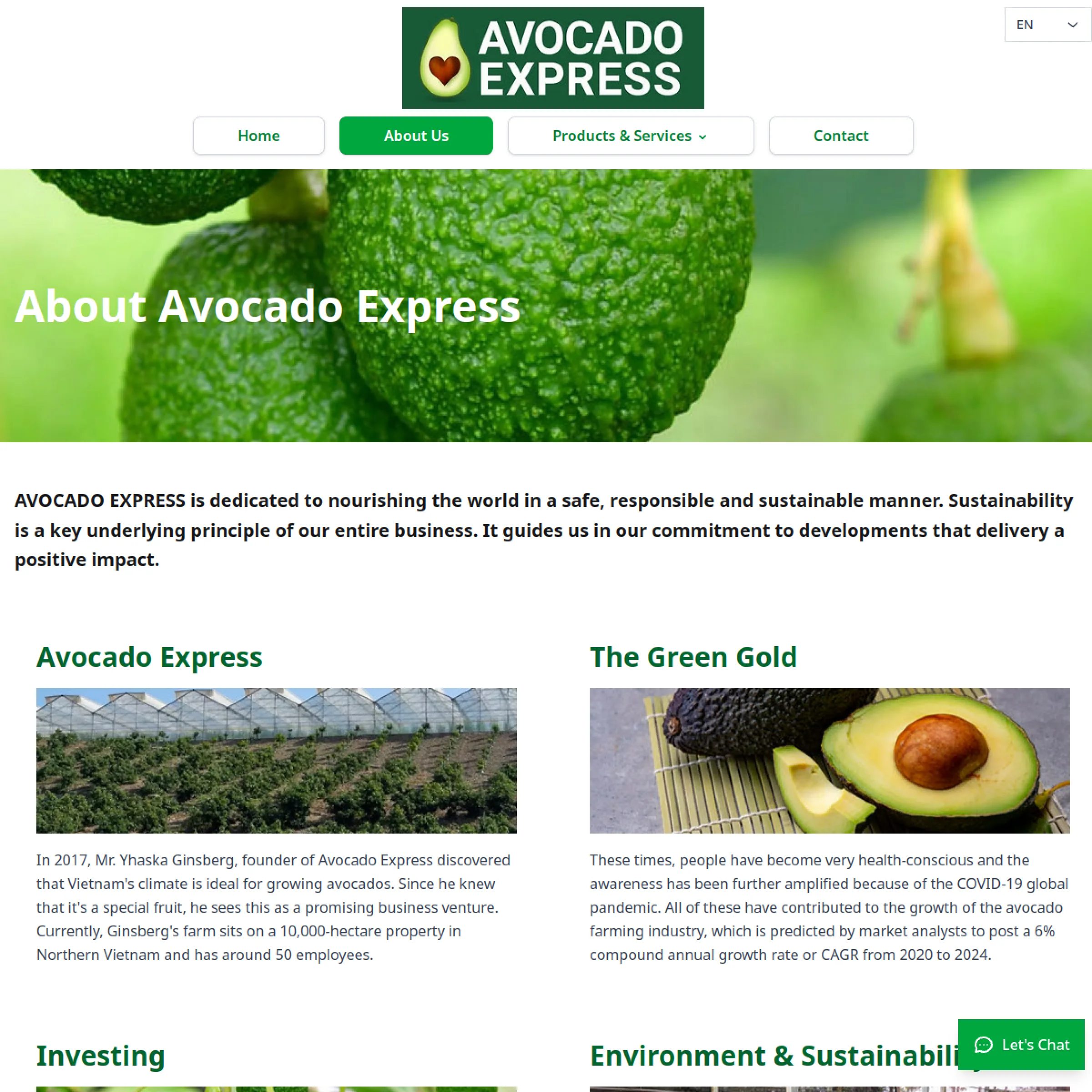 Câu chuyện người sáng lập và trang trại Avocado Express