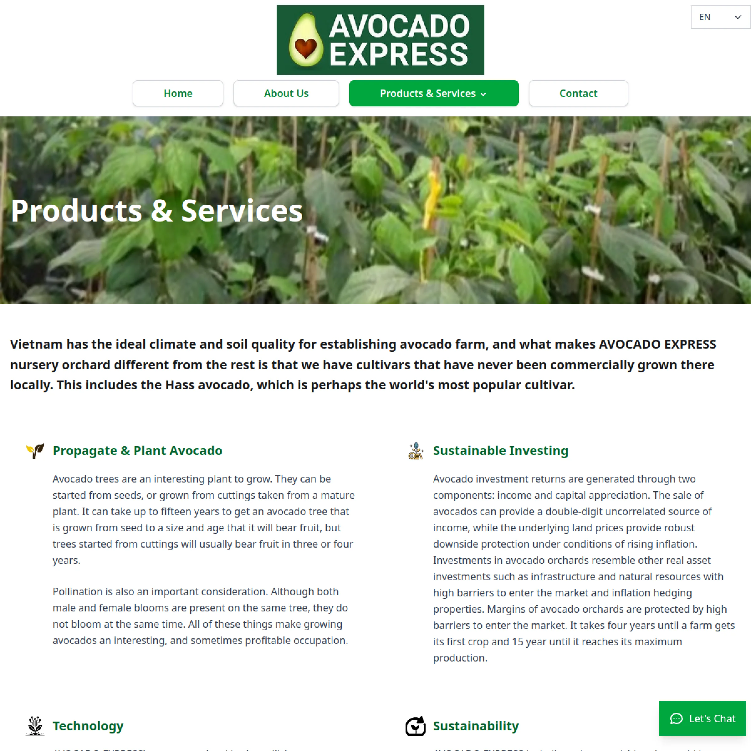 Cấu trúc sản phẩm và dịch vụ của Avocado Express