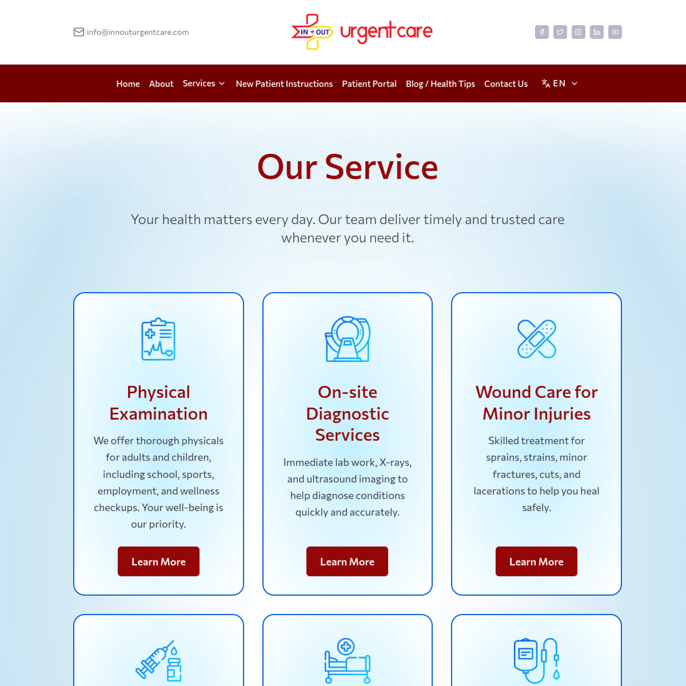 Danh mục dịch vụ của In N Out Urgent Care